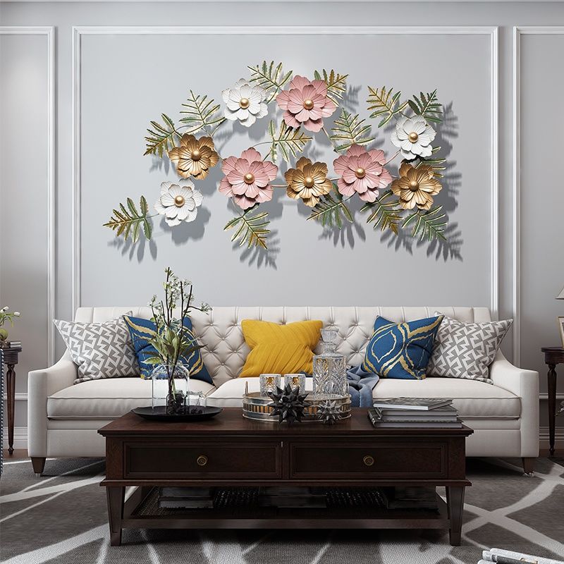 3D Large Size Landscape Style Leaves and Flowers Metal Wall Art
