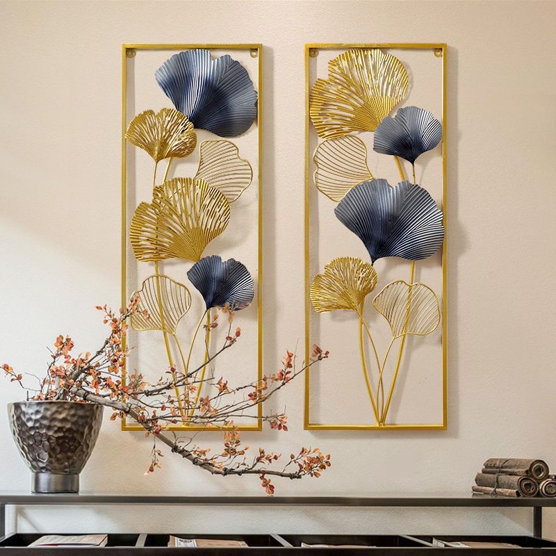 Luxury Modern Golden and Grey Shade Leaf 3D Wall Metal Art