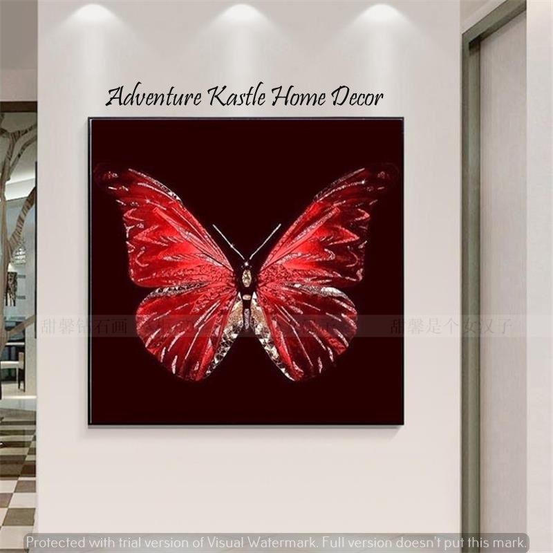 Red Butterfly Crystal Porcelain 5D Diamonds Wall Art