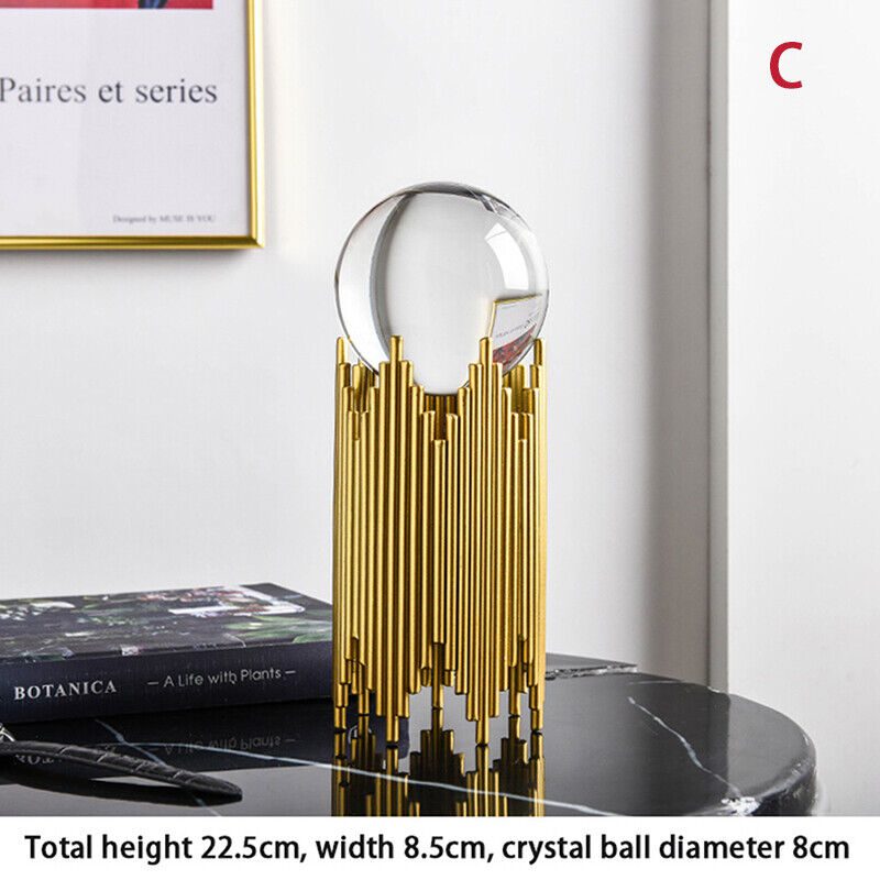 Crystal Ball with Metal Straight Lines Holder Ornaments