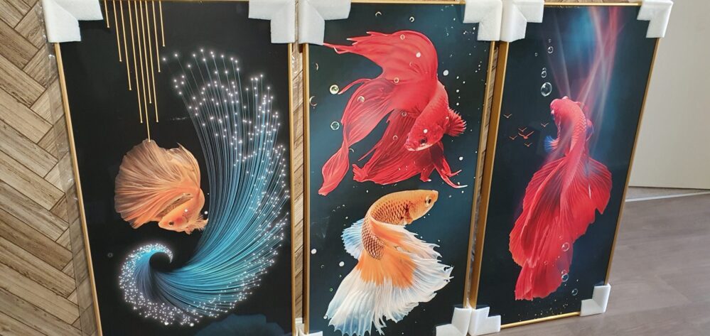 Modern Fish Set Fengshui Crystal Porcelain 3D Wall Art