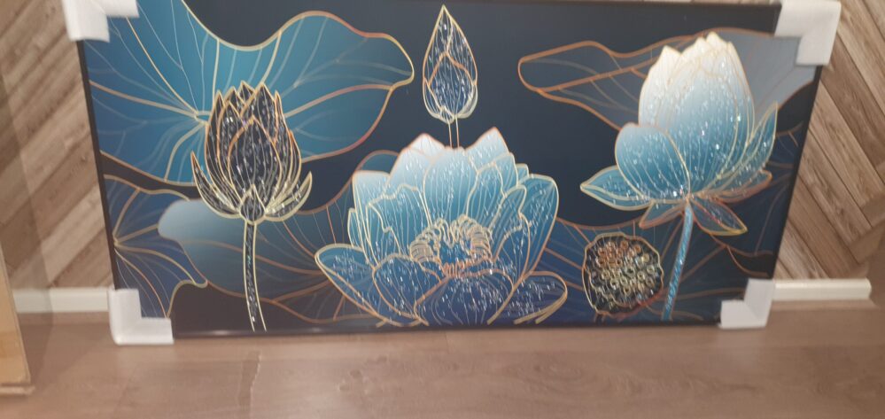 Lotus Floral Theme Crystal Porcelain 5D Diamonds Wall Art