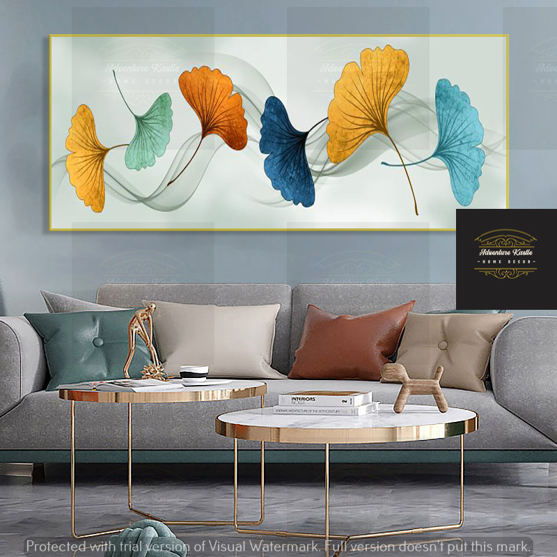 Flowers and waves Abstract Crystal Porcelain 5D Wall Art