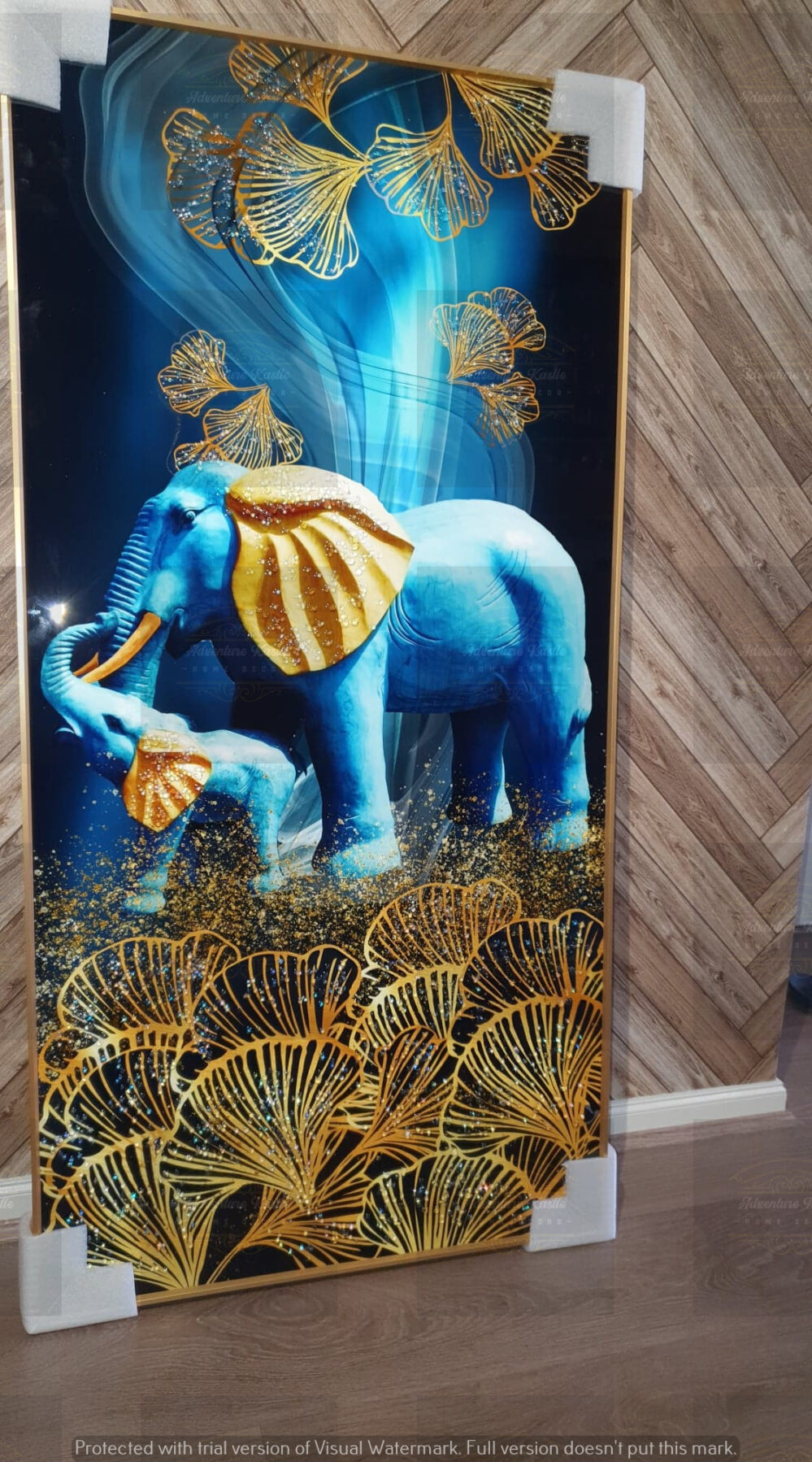 Elephant Ginkgo Leave Crystal Porcelain 5D Diamonds Wall Art