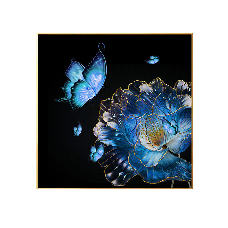 Blue Butterfly Flower Crystal Porcelain 5D Diamonds Wall Art
