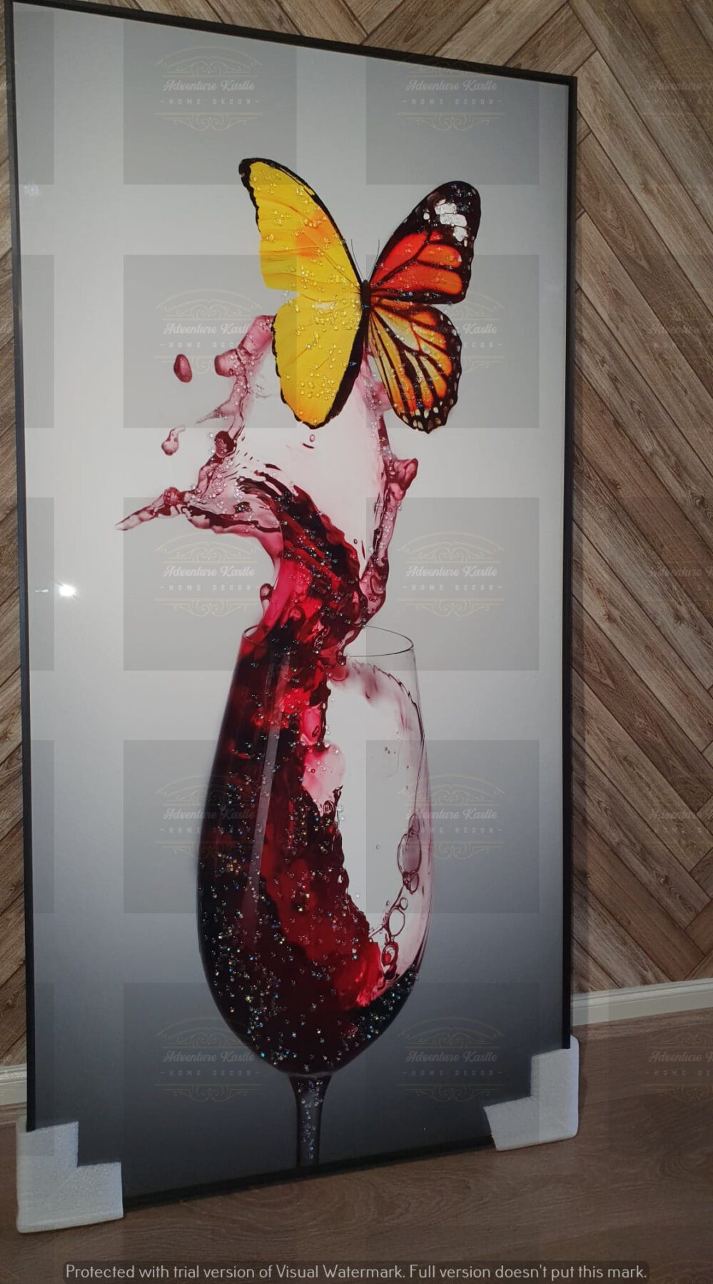 Crystal Porcelain Wall Art 5D Diamonds Red Wine Single Glass