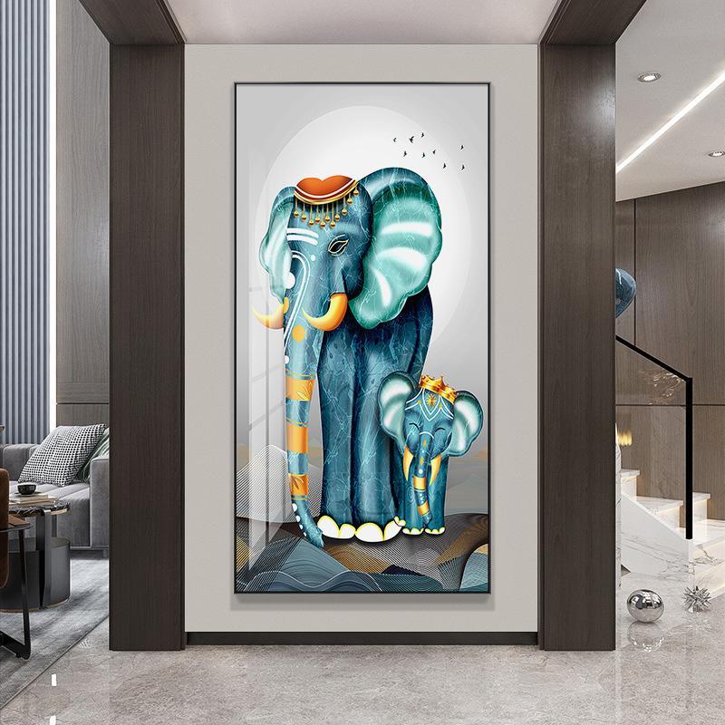 Mother Baby Elephant Crystal Porcelain 5D Diamonds Wall Art