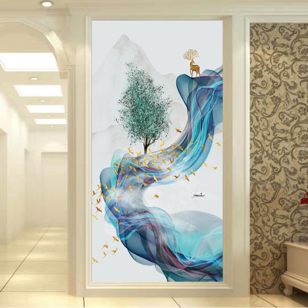 Tree of Life and Deer Crystal Porcelain 5D Wall Art