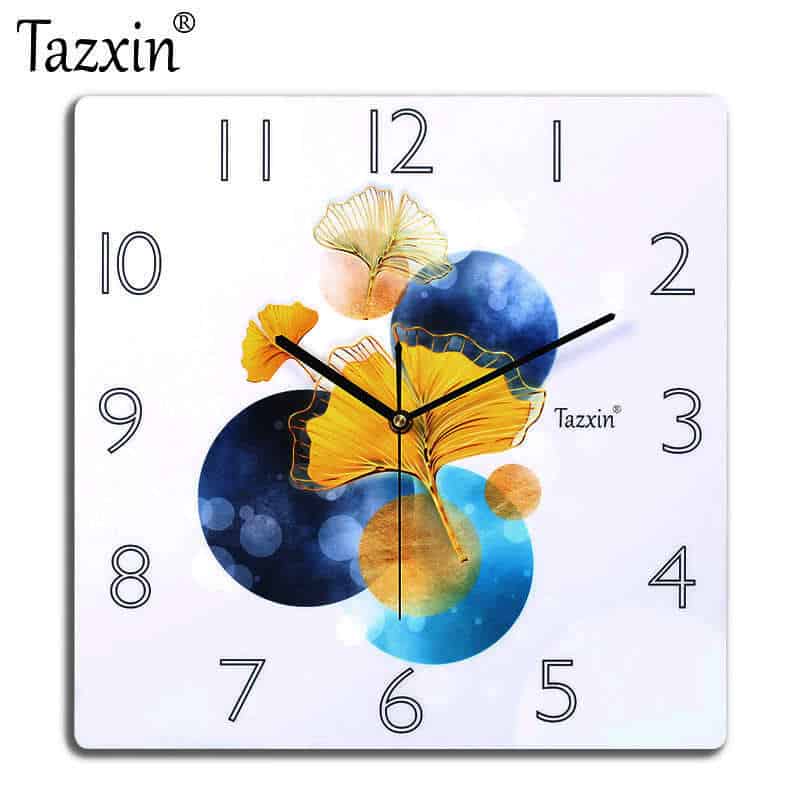 Wall Clock Crystal Porcelain 3D Blooming Flowers Square