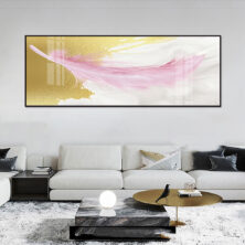 Pink Feather Landscape, Crystal Porcelain 3D Wall Art 
