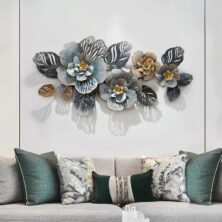 Modern 3D Metal Floral Grey Wall Art