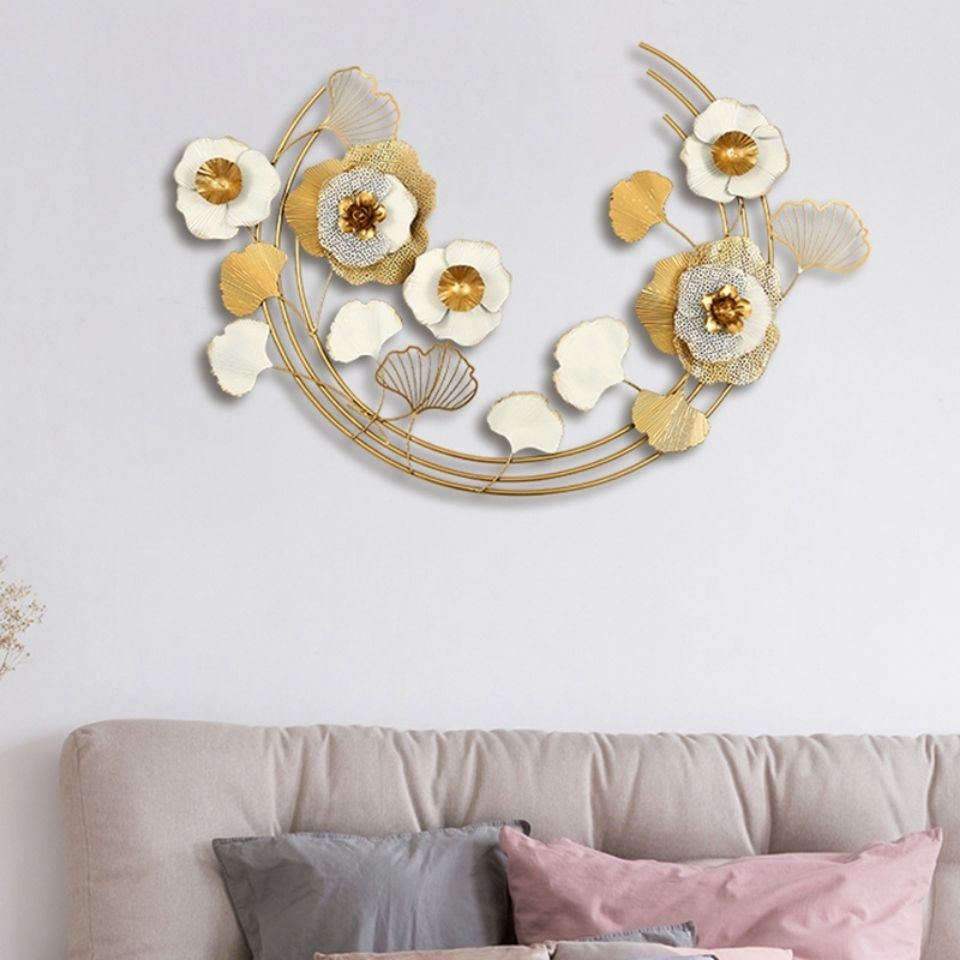 3D Golden Floral Modern Style Wall Decor Metal