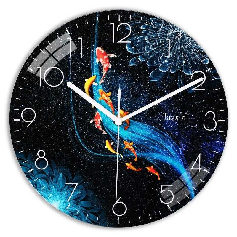 Crystal Porcelain 9 fishes Wall Clock