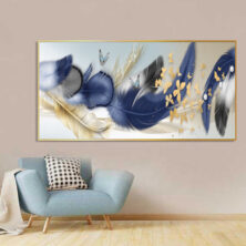 Purple Grey Feathers and Butterflies, Crystal Porcelain 5D Wall Art