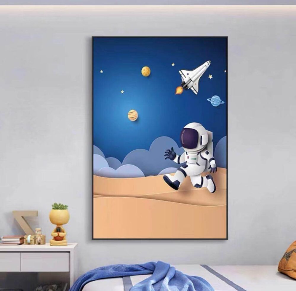 Astronaut Kids Room Decor, Crystal Porcelain 3D Wall Art