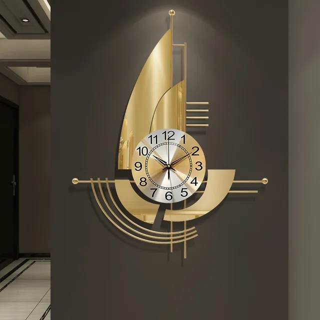 golden boat metal wall clock, metal wall clock