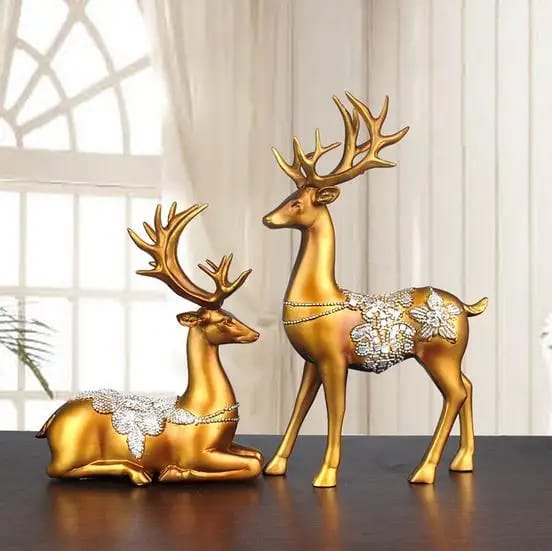 Standing and Sitting Reindeer Deer Statues