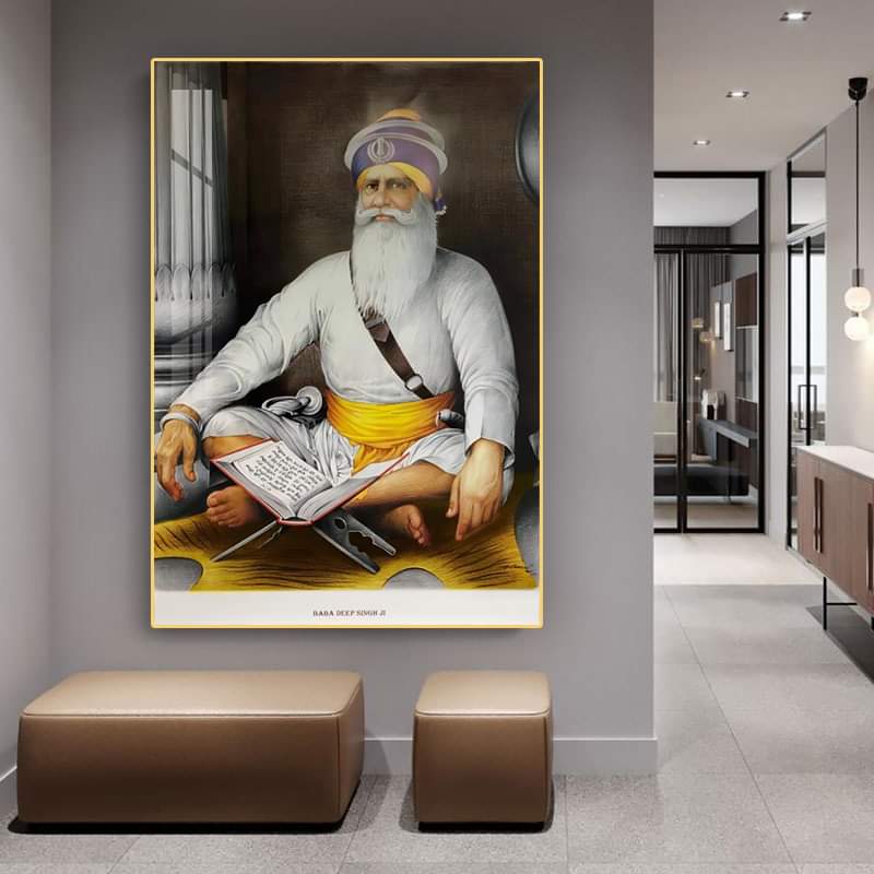 Baba Deep Singh Ji Sikh Guru, Crystal Porcelain 3D Wall Art
