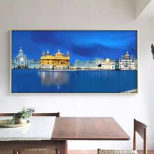 Crystal Porcelain 3D Wall Art, Golden Temple Blessing Blue Water Vision