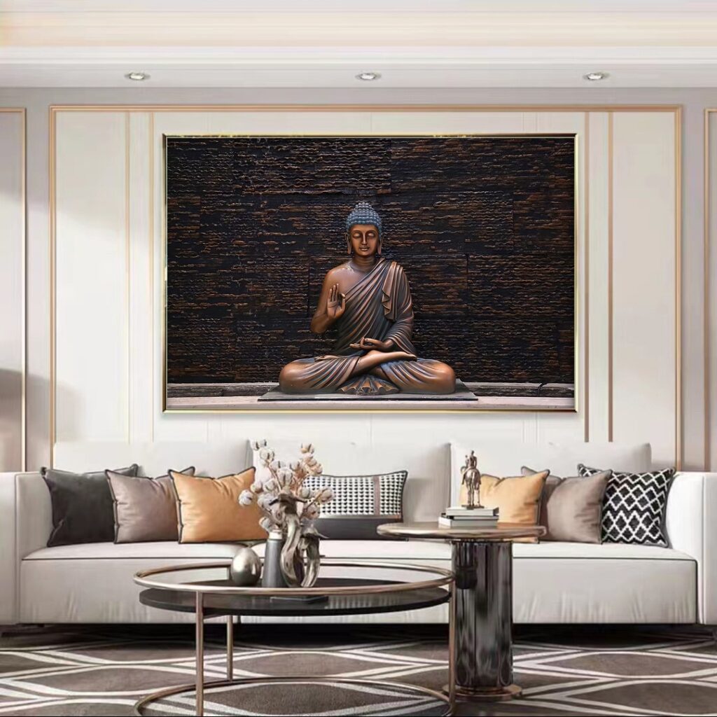 Crystal Porcelain 3D Meditating God Buddha Framed Wall Art Adventure