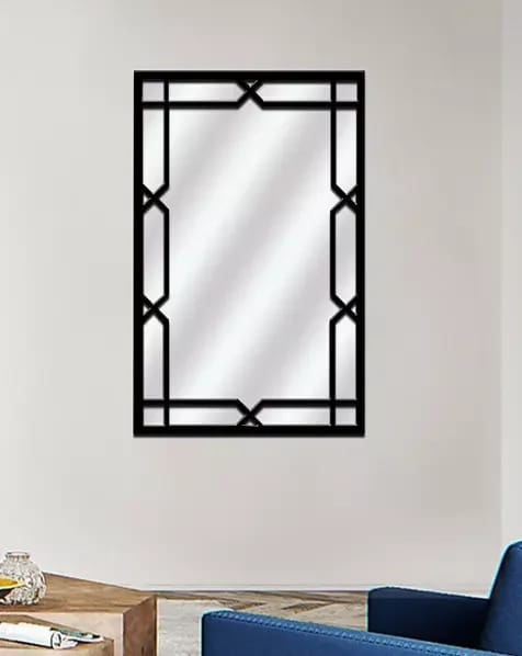 3D Decorative Rectangle Black Frame Mirror