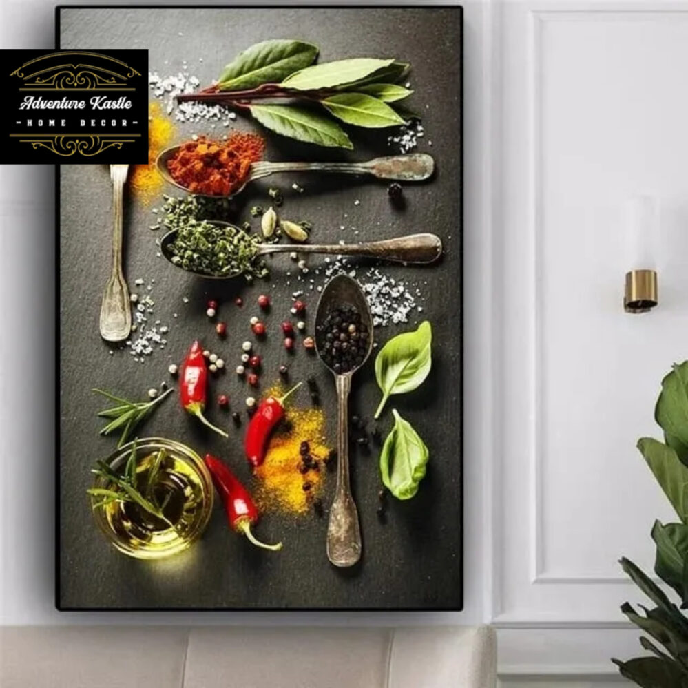 Modern Cooking Spices Crystal Porcelain 3D Wall Art