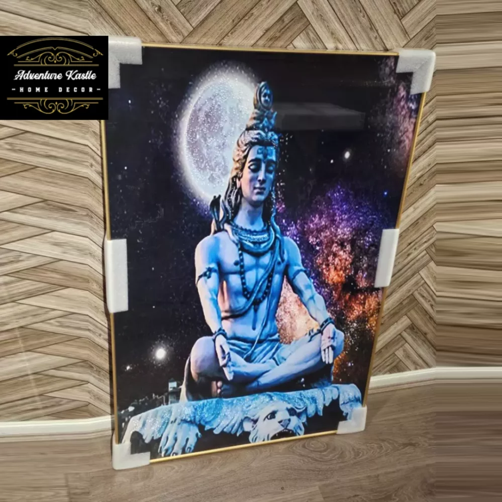 Meditating Lord Shiva Crystal Porcelain 5D Wall Art