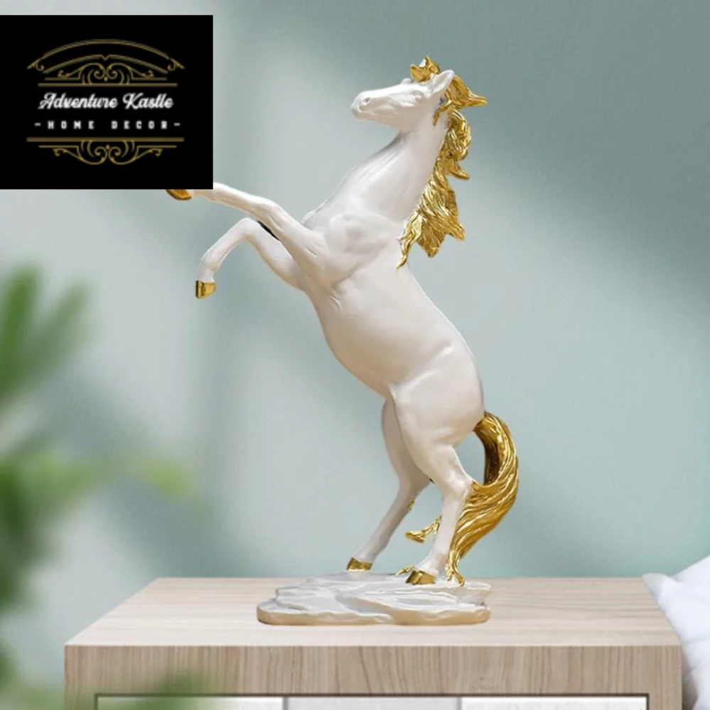 Golden Horse Running Horse Statue Feng Shui Resin