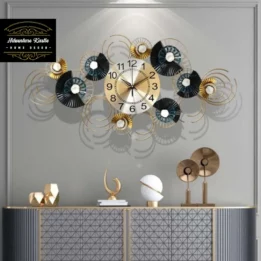 Black Gold Luxury Artistic Large Metal Wall Clock Decor