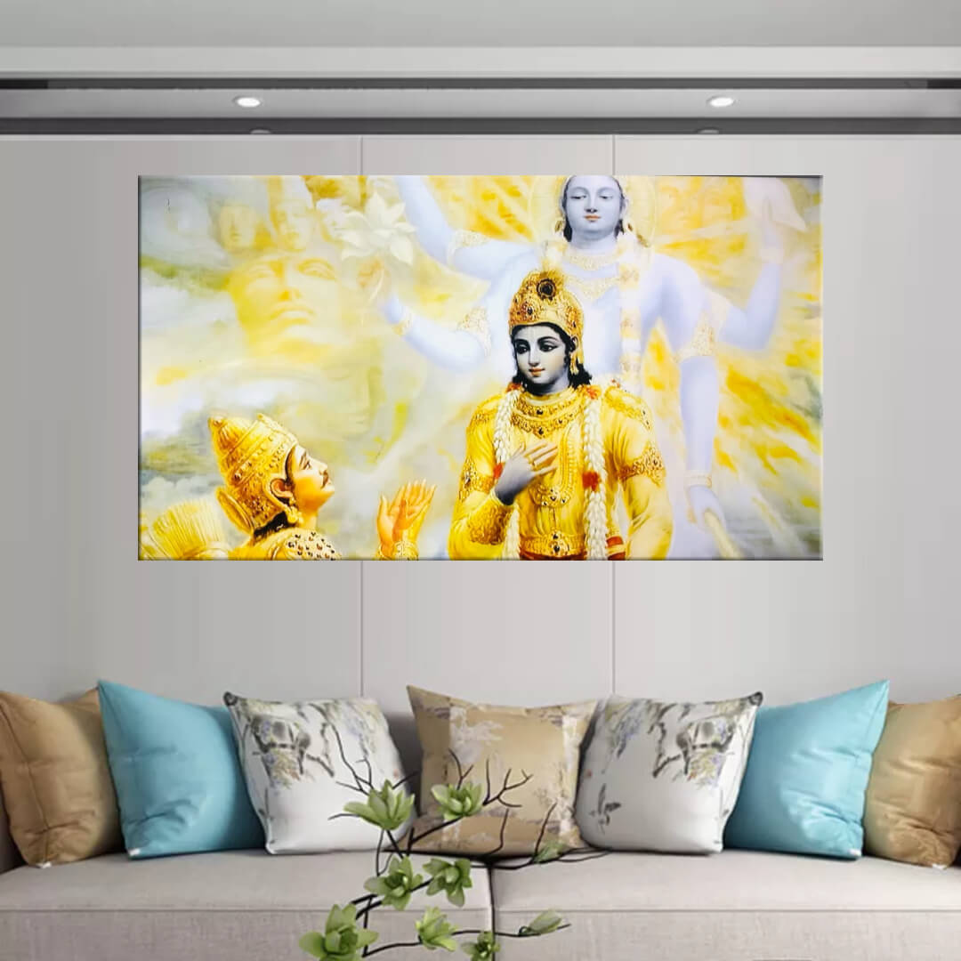 Lord Krishna with Arjuna Mahabharata War Hindu God Crystal porcelain 3D