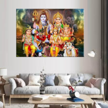 Shiv Parivar Religious Wall Art Stretched Canvas Wall Painting