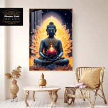 Lord Buddha With Lotus | Crystal Porcelain 3d Wall Art