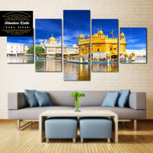 Golden Temple Amritsar Landscape Stretched 5 Piece Canvas Painting