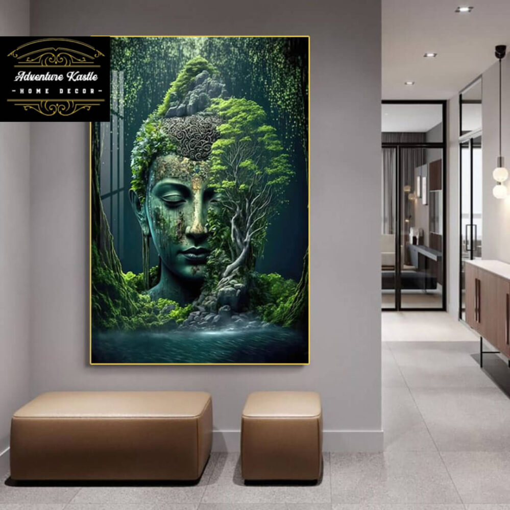 Green Buddha Crystal Porcelain 3D Wall Art