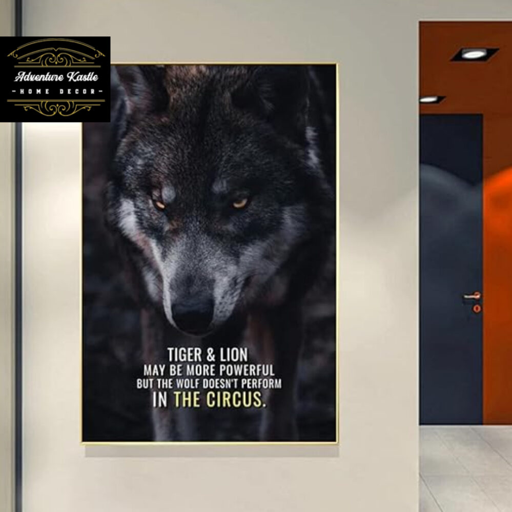 Wolf Motivation Quote Animal Crystal Porcelain 3D Wall Art
