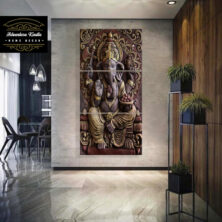 Set Of Three Sculpture of Gannesa Hindu God Canvas Wall Painting