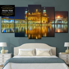 Set of 5 Night View Golden Temple Amritsar Canvas Painting