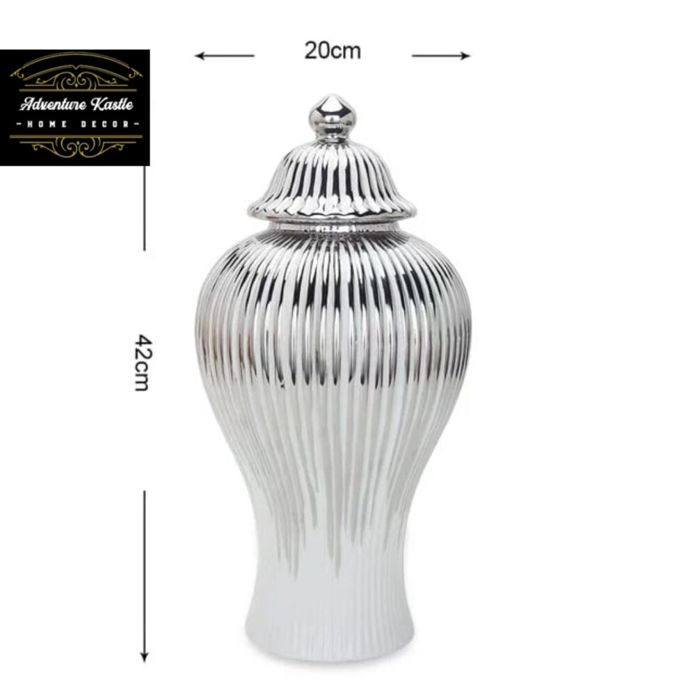 Silver Ceramic Ginger Jar Vase