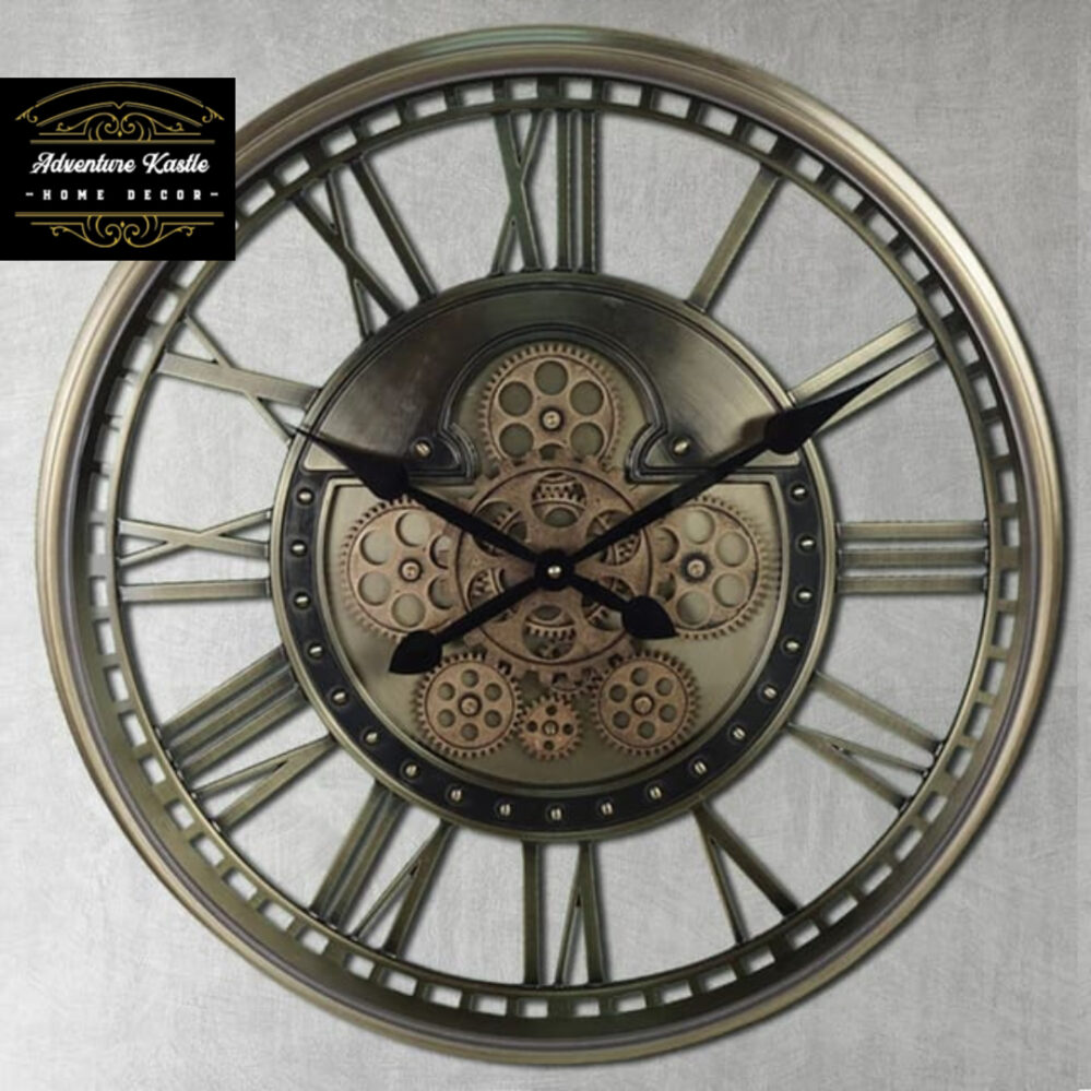 Large Silent Non-ticking Numerals Steampunk Real Moving Wall Clock