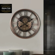 Large Silent Non-ticking Numerals Rose Gold Steampunk Real Moving Wall Clock