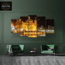Set of 5 Night View Golden Temple Amritsar Sikh Canvas Painting