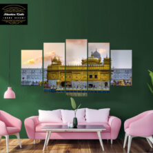 Set of 5 Golden Temple Religious Canvas Painting