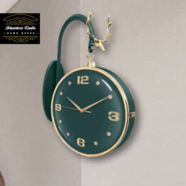 Luxury Deer Head Round Wall Hanging Double Sided Wall Clock