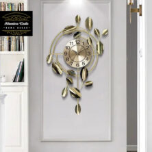 Gold Nordic Luxury Ginkgo Leaf Design Pendant Metal Wall Clocks