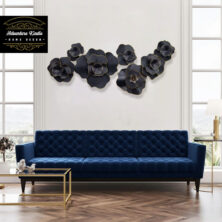 Luxury Large Look Black Flowers Metal Wall Art