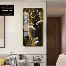 Landscape Hanging Black Golden Deer Butterfly Wall Clock